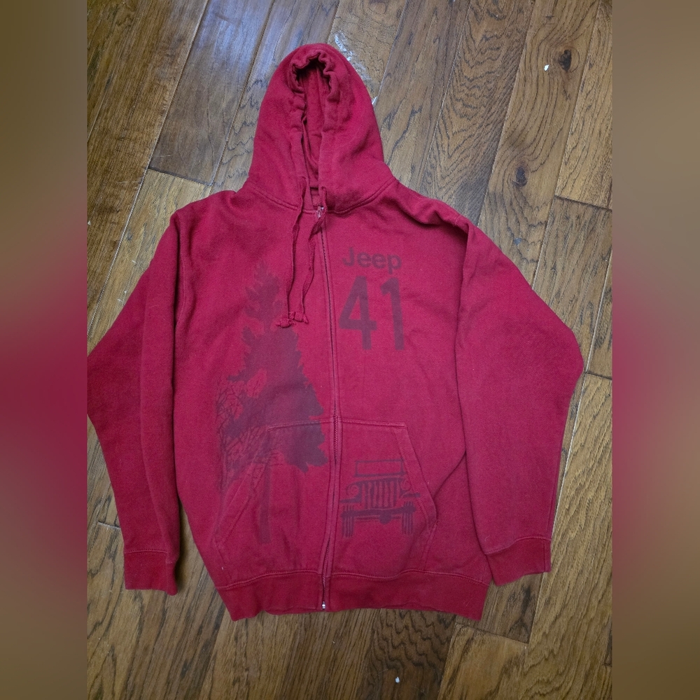 Jeep Savvy Red Men's Zip-Up Sweater sz Large